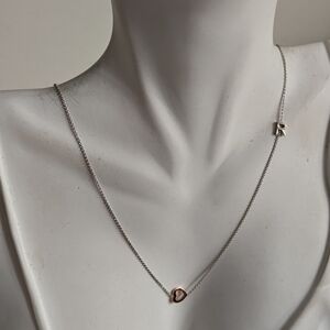 Solid 10k White Gold Heart & Initial R Necklace